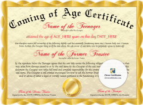 Coming Of Age Certificate