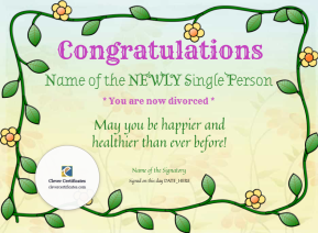 Congratulations Now Divorced Award