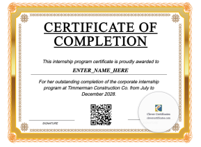 Corporate Internship Completion Certificate
