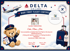 Printable Delta Air Lines First Flight Certificate Template