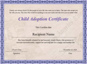 Editable Certificate Of Child Adoption