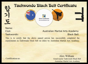Editable Martial Arts Certificate