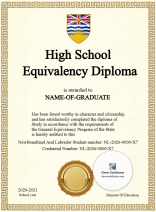 Newfoundland & Labrador High School Equivalency Diploma – Portrait