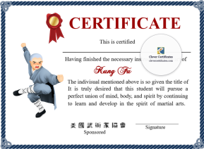 Editable Shaolin Kung Fu Certificate