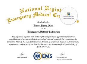 Free Emergency Medical Technician Certificate