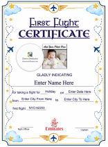 Emirates First Flight Certificate