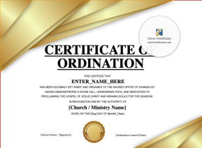 Evangelist Ordination Certificate · Landscape