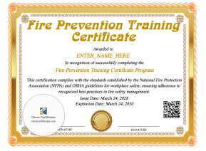 Fire Prevention Training Certificate