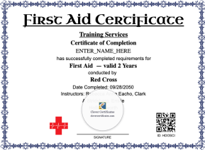 First Aid Certification Certificate