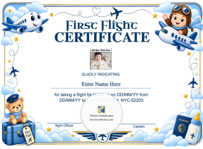 Free Custom First Flight Certificate Template
