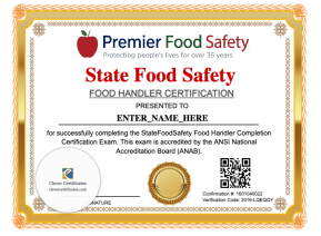 Food Handler Completion Certificate Landscape