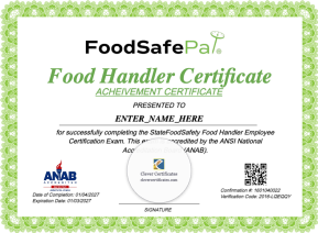 Food Handler Employee Certificate Landscape