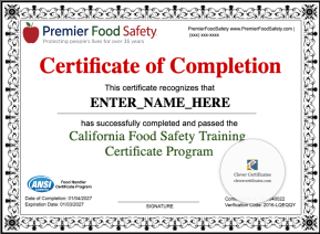 Food Safety Certificate Landscape