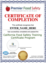 Food Safety Certificate Portrait
