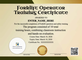 Forklift Operator Training Certificate