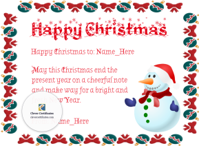 Happy Christmas Certificate