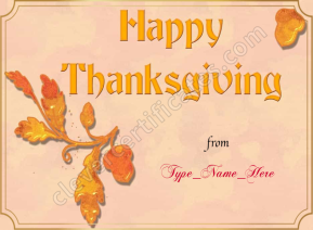 Happy Thanksgiving Certificate