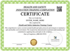 Health And Safety Induction Certificate