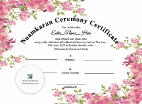 Free Hindu Naamkaran Ceremony Certificate