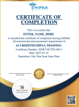 HIPAA Training Certificate