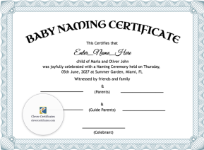 Free Kansas Baby Naming Certificate