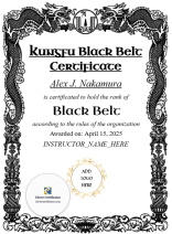 Kung Fu Black Belt Certificate — Portrait