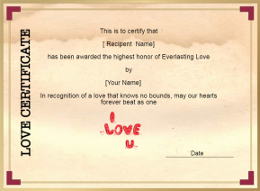 Love Certificate Template