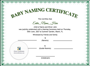 Free Nevada Baby Naming Certificate