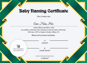 Free New Jersey Baby Naming Certificate