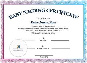 Free North Dakota Baby Naming Certificate