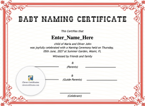 Free Oklahoma Baby Naming Certificate