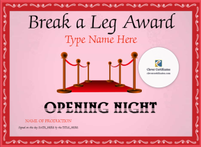 Opening Night Certificate
