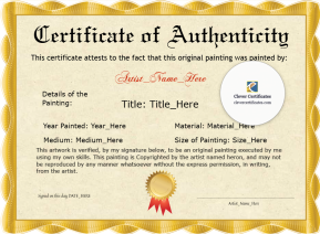 Original Painting Certificate