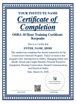 OSHA 10 Hour Training Certificate
