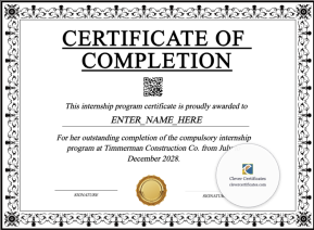 Paid Internship Completion Certificate
