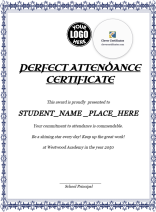 Perfect Attendance Certificate – Portrait