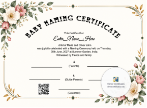 Free Premium Baby Naming Certificate