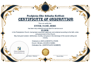 Presbyterian Elder Ordination Certificate · Landscape