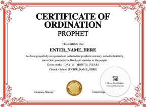 Prophet Ordination Certificate · Landscape
