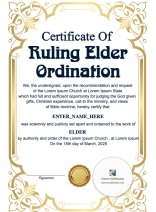 Ruling Elder Ordination Certificate · Portrait