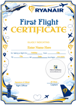 Ryanair Baby First Flight Certificate — Portrait