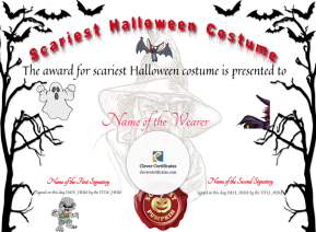Scariest Costume Certificate