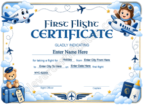 Spirit Airlines Baby First Flight Certificate — Landscape