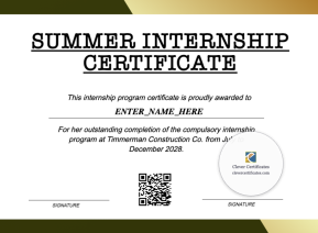 Summer Internship Certificate