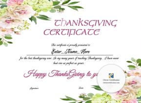 Free Thanksgiving Teacher Appreciation Certificate