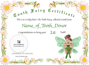 Tooth Fairy Certificate