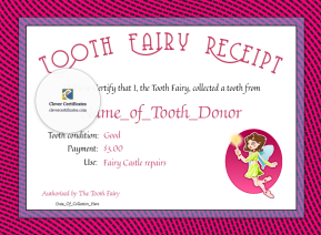 Tooth Fairy Receipt Certificate