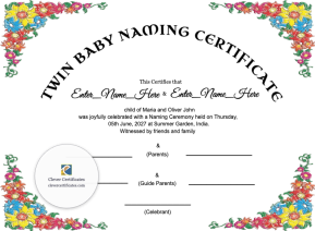 Free Twin Baby Naming Certificate