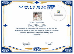 Printable United Airlines First Flight Certificate Template