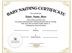 Free Vermont Baby Naming Certificate